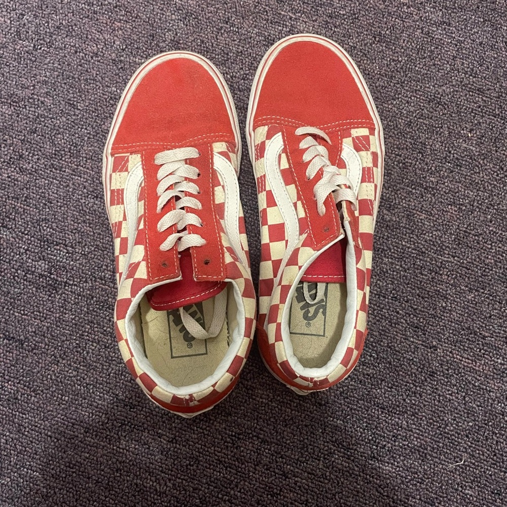 Vans Red and White Checkered Women's Shoes